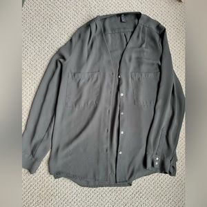 Olive Green Button Up Blouse Size 6